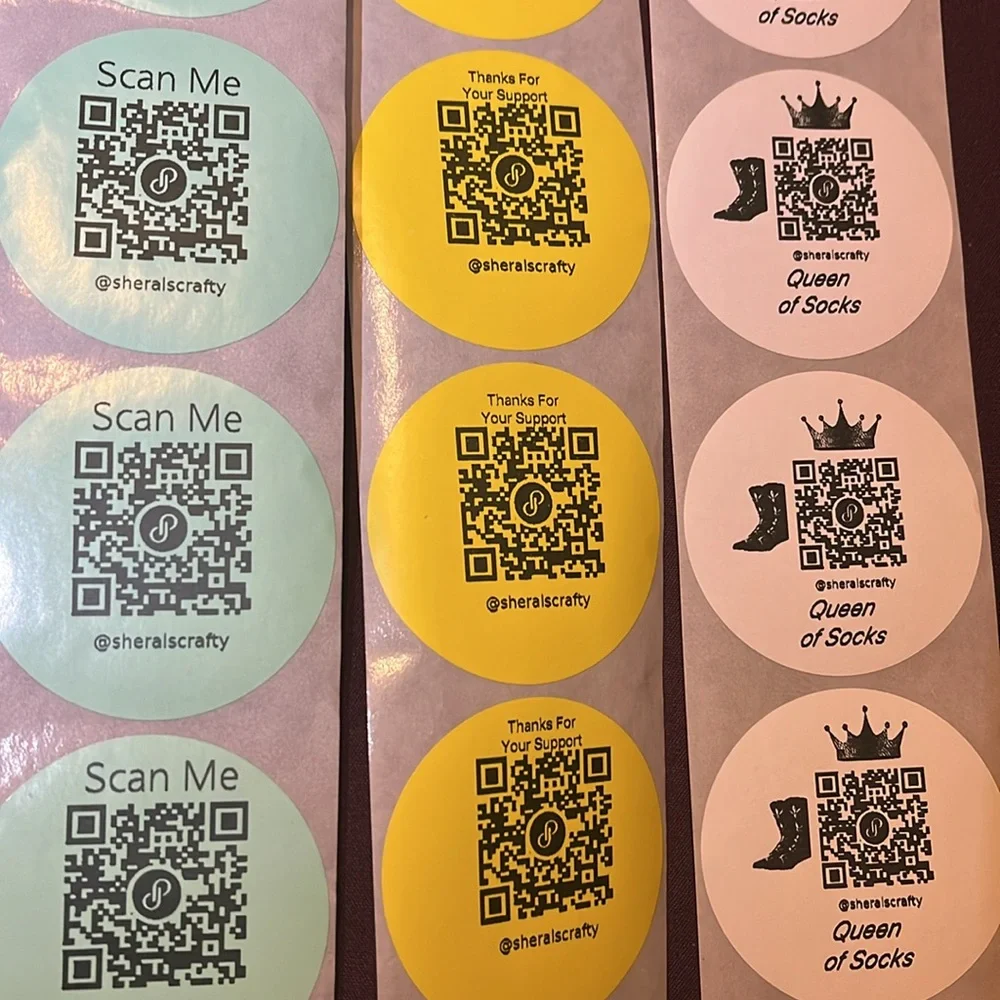 (50) 2” Qr Code Stickers 15 Colors Available